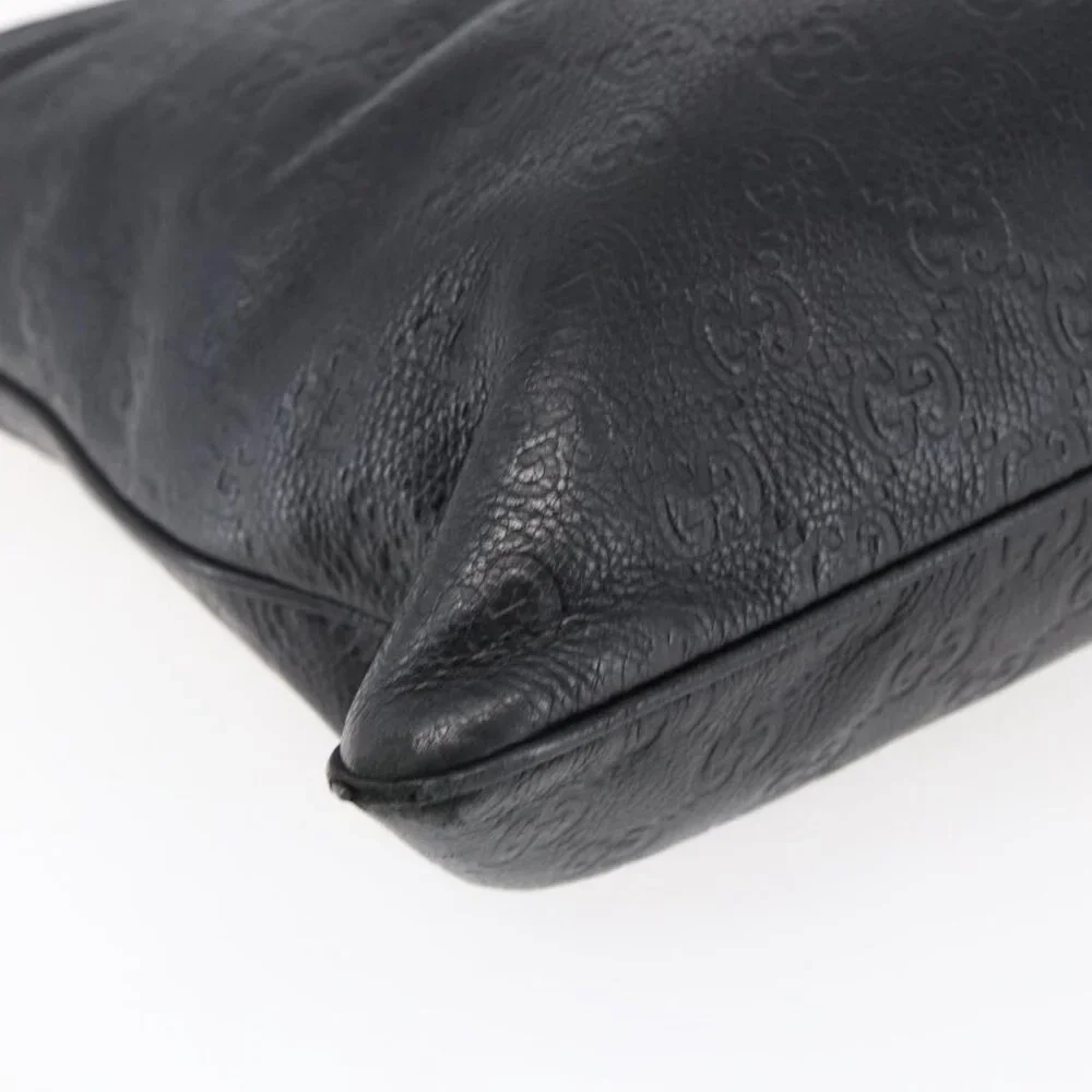 Authentic GUCCI GG Canvas Guccissima Shoulder Bag Leather Black Gold 201446 - Picture 6 of 16